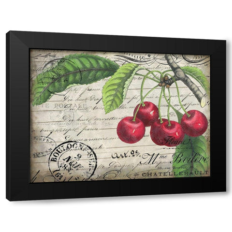 Vintage Cherries Black Modern Wood Framed Art Print with Double Matting by Kimberly, Allen