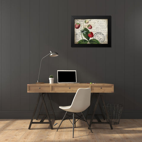 Vintage Strawberry Black Modern Wood Framed Art Print by Kimberly, Allen