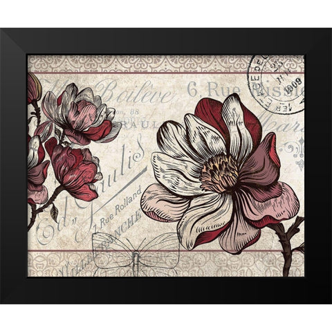 Magnolia Series 1 Black Modern Wood Framed Art Print by Kimberly, Allen