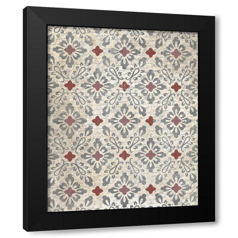 Magnolia Series Pattern 2 Black Modern Wood Framed Art Print with Double Matting by Kimberly, Allen