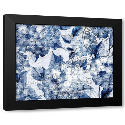 Postcard Hydrangea 2 Black Modern Wood Framed Art Print by Kimberly, Allen