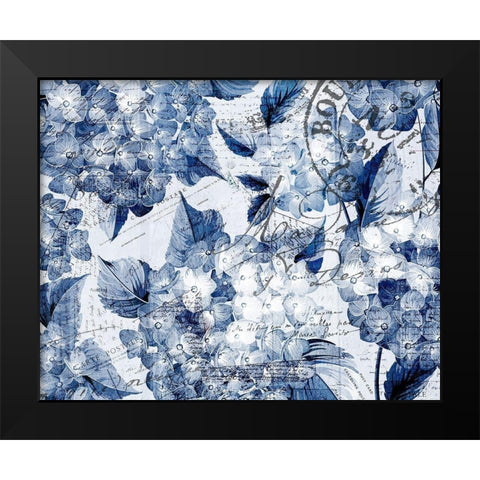 Postcard Hydrangea 2 Black Modern Wood Framed Art Print by Kimberly, Allen