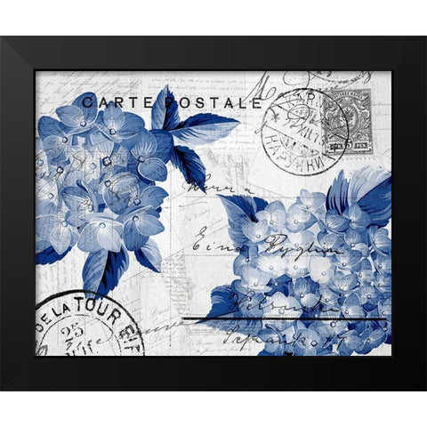 Postcard Hydrangea 4 Black Modern Wood Framed Art Print by Kimberly, Allen