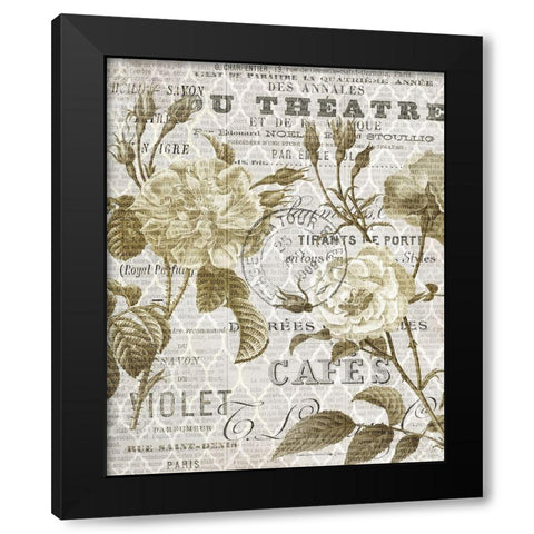 Paris Script Series 6  Black Modern Wood Framed Art Print with Double Matting by Kimberly, Allen