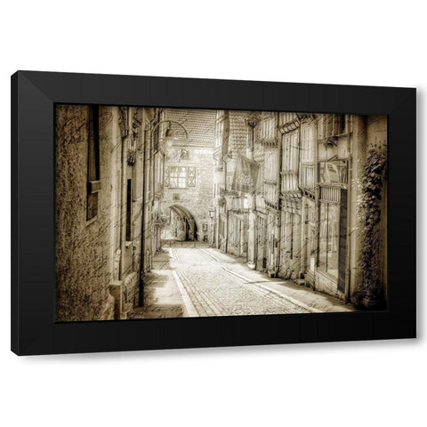 Cobblestone Streets Black Modern Wood Framed Art Print by Kimberly, Allen