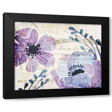 Soft Floral Purple 3 Black Modern Wood Framed Art Print by Kimberly, Allen