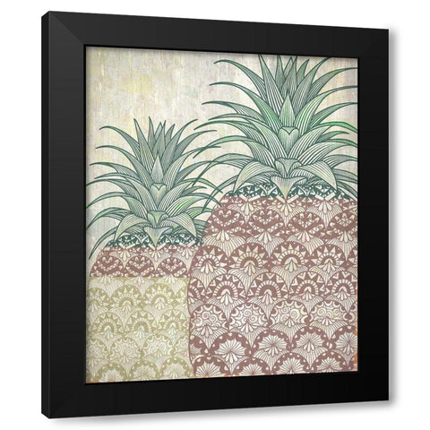 Tri Color Pineapples 2 Black Modern Wood Framed Art Print with Double Matting by Kimberly, Allen