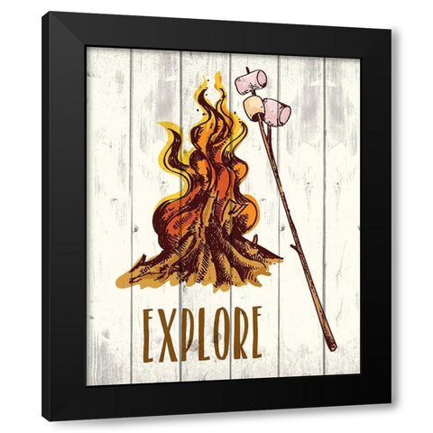 Campfire Explorer 1 Black Modern Wood Framed Art Print by Kimberly, Allen