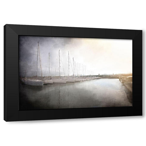 Sailboats in the Harbor Black Modern Wood Framed Art Print by Kimberly, Allen