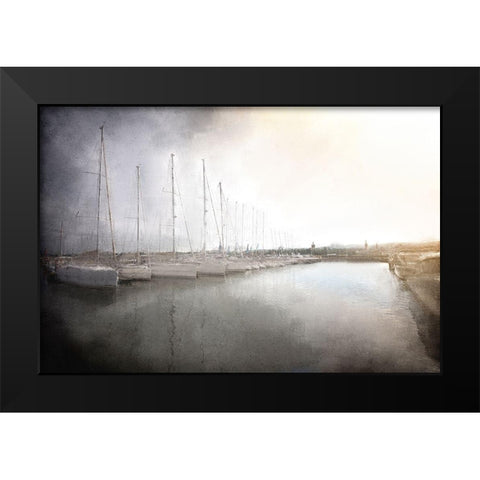 Sailboats in the Harbor Black Modern Wood Framed Art Print by Kimberly, Allen