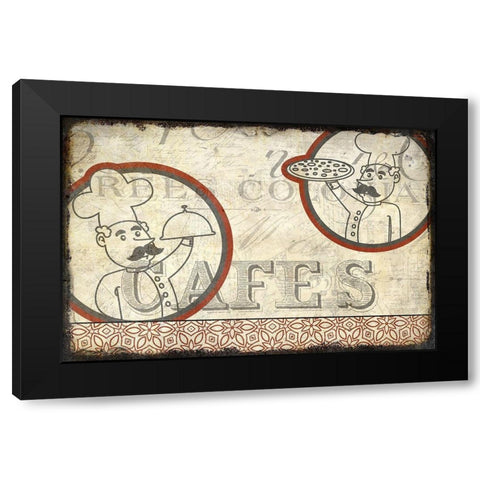 Cafe Chefs Black Modern Wood Framed Art Print with Double Matting by Kimberly, Allen