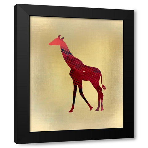 Red on Gold 2 Black Modern Wood Framed Art Print by Kimberly, Allen