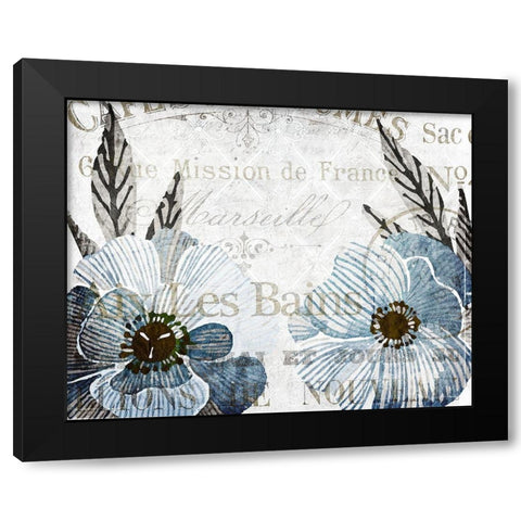Soft Floral Blue 4 Black Modern Wood Framed Art Print by Kimberly, Allen