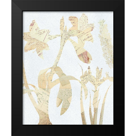 Postale Floral 2 Black Modern Wood Framed Art Print by Kimberly, Allen