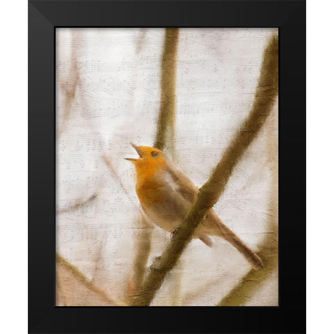 Bird on a Branch 2 Black Modern Wood Framed Art Print by Kimberly, Allen