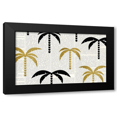Newspaper Tropics 1 Black Modern Wood Framed Art Print with Double Matting by Kimberly, Allen