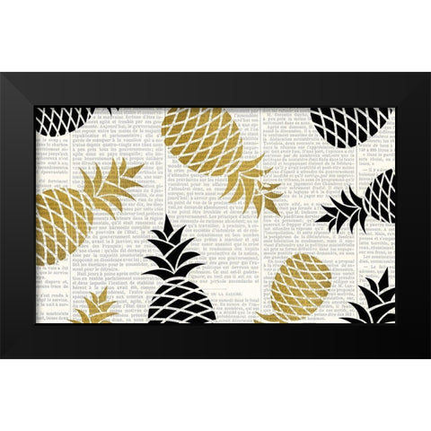 Newspaper Tropics 2 Black Modern Wood Framed Art Print by Kimberly, Allen