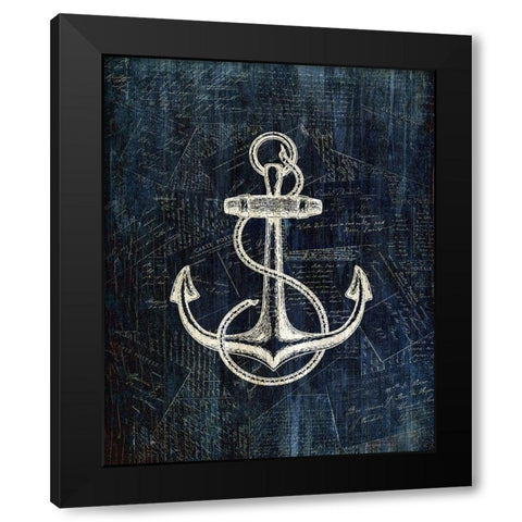 Inverted Anchors Away 1 Black Modern Wood Framed Art Print by Kimberly, Allen