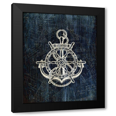 Inverted Anchors Away 2 Black Modern Wood Framed Art Print by Kimberly, Allen