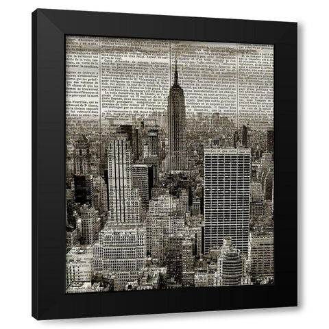 Newspaper City 1 Black Modern Wood Framed Art Print with Double Matting by Kimberly, Allen