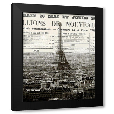 Newspaper City 3 Black Modern Wood Framed Art Print with Double Matting by Kimberly, Allen