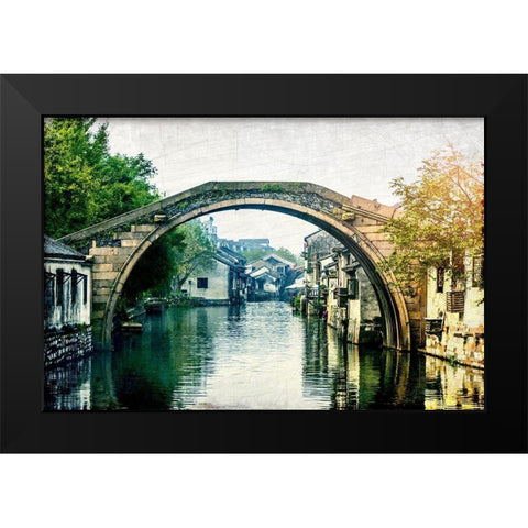 Through the Village Black Modern Wood Framed Art Print by Kimberly, Allen