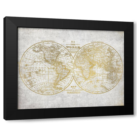 No. 1 World Map Black Modern Wood Framed Art Print with Double Matting by Kimberly, Allen