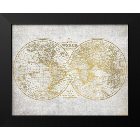 No. 1 World Map Black Modern Wood Framed Art Print by Kimberly, Allen