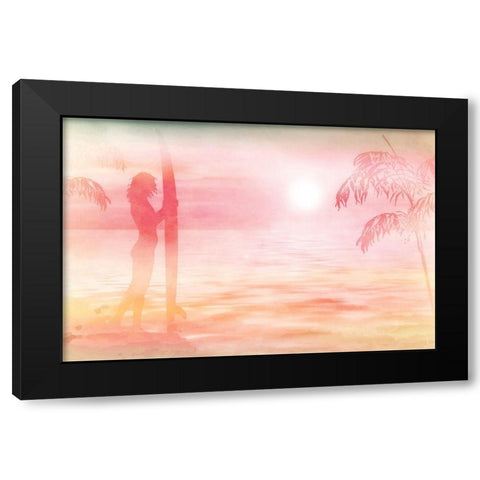 Sunset at the Beach Black Modern Wood Framed Art Print with Double Matting by Kimberly, Allen