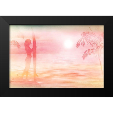Sunset at the Beach Black Modern Wood Framed Art Print by Kimberly, Allen