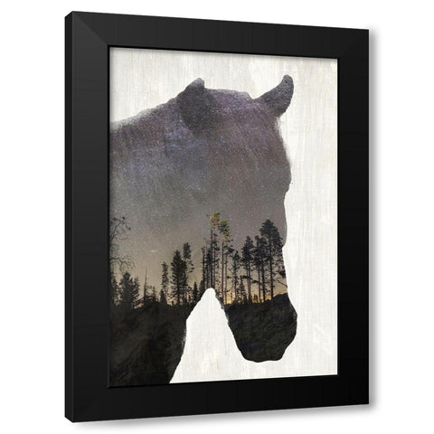 Starry Night Horse Black Modern Wood Framed Art Print by Kimberly, Allen