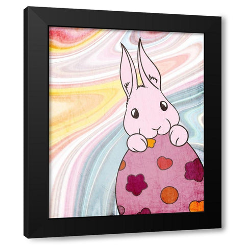 Marbled Bunny 1 Black Modern Wood Framed Art Print by Kimberly, Allen