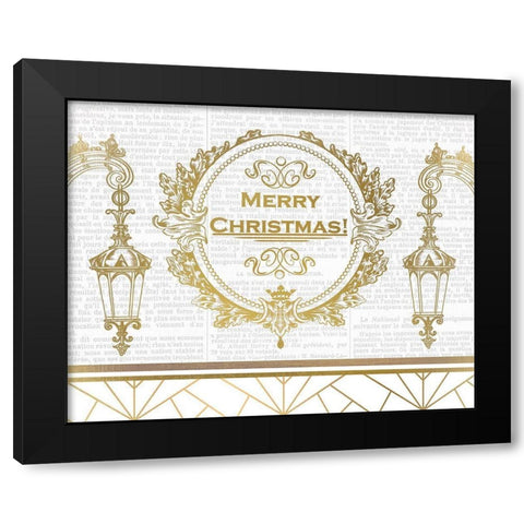 Newspaper Christmas 5 Black Modern Wood Framed Art Print by Kimberly, Allen