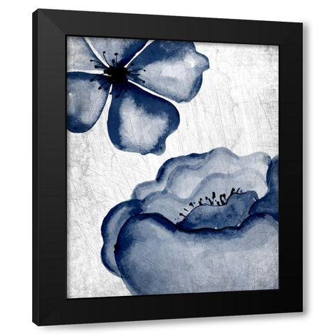 Navy Blooms 1 Black Modern Wood Framed Art Print with Double Matting by Allen, Kimberly