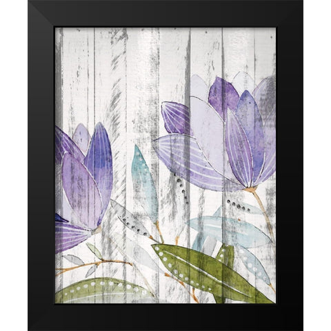 Purple Floral on Wood 1 Black Modern Wood Framed Art Print by Kimberly, Allen