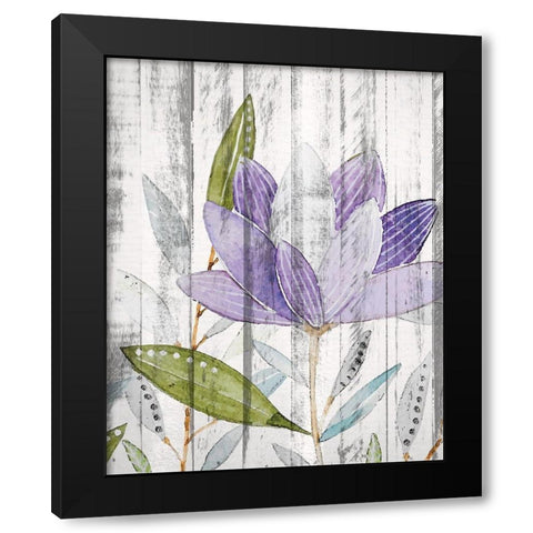 Purple Floral on Wood 2 Black Modern Wood Framed Art Print by Kimberly, Allen
