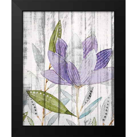 Purple Floral on Wood 2 Black Modern Wood Framed Art Print by Kimberly, Allen