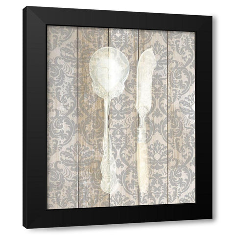 Antique Cutlery 2 Black Modern Wood Framed Art Print by Allen, Kimberly