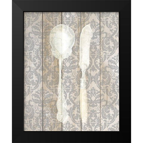 Antique Cutlery 2 Black Modern Wood Framed Art Print by Allen, Kimberly