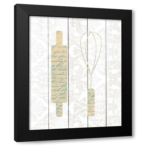 Kitchen Utensils 2 Black Modern Wood Framed Art Print with Double Matting by Kimberly, Allen