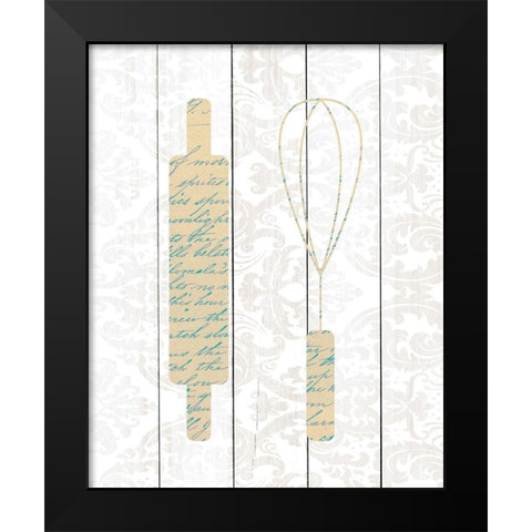Kitchen Utensils 2 Black Modern Wood Framed Art Print by Kimberly, Allen