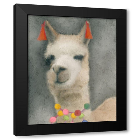 Llama Black Modern Wood Framed Art Print with Double Matting by Kimberly, Allen