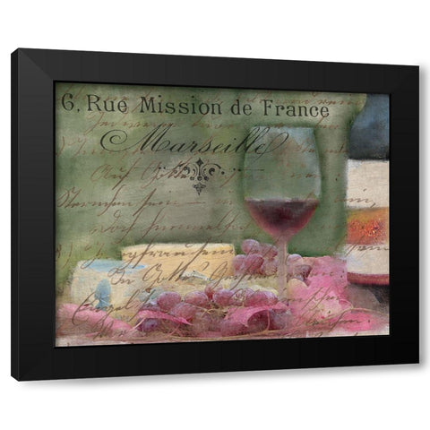 Wine and Cheese Black Modern Wood Framed Art Print with Double Matting by Kimberly, Allen