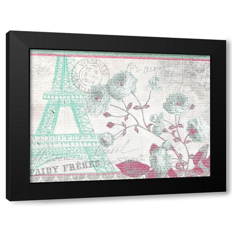 Mint and Pink Paris Black Modern Wood Framed Art Print by Kimberly, Allen