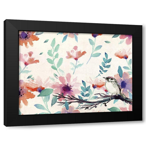 Spring Bird Black Modern Wood Framed Art Print with Double Matting by Kimberly, Allen