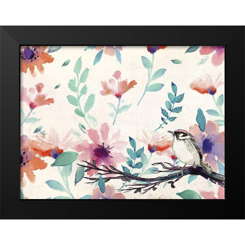 Spring Bird Black Modern Wood Framed Art Print by Kimberly, Allen
