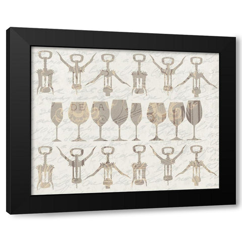 Wine in a Row v2 Black Modern Wood Framed Art Print with Double Matting by Kimberly, Allen