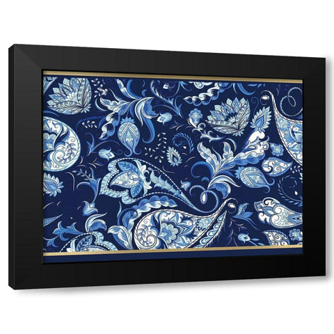 Blue and Gold Paisleys 2 Black Modern Wood Framed Art Print with Double Matting by Allen, Kimberly
