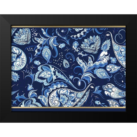 Blue and Gold Paisleys 2 Black Modern Wood Framed Art Print by Allen, Kimberly