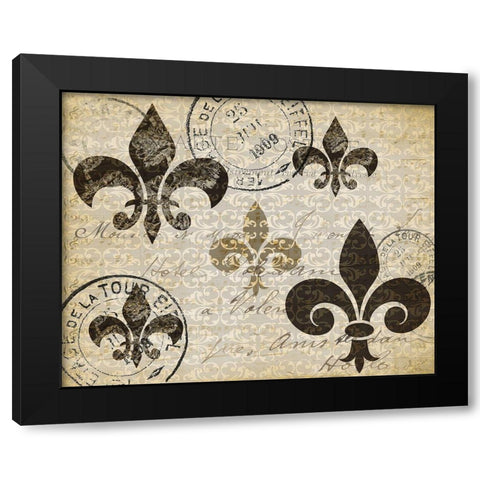 Postcard Fleur Black Modern Wood Framed Art Print by Kimberly, Allen